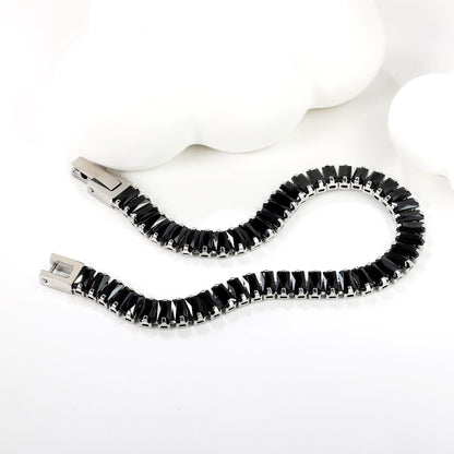 5.6*2.5mm rectangle white/black/purple/blue/pink diamonds clasp bracelet 18cm steel & gold color asonjewelry