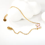 11.2*8mm Butterfly with White Shell/Black Yak/Pink Shell/Green Drip Oil Bracelet Cross Chain 0.4mm*17+3cm+6mm Round Tail Plaque Gold Color