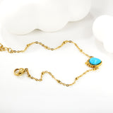 7.9*11.8mm teardrop with 6.2*8.1mm bluestone bracelet 17+3cm gold color