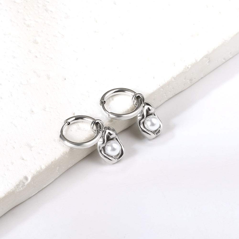 2x12.7mm circle with shaped white pearl stud earrings asonjewelry