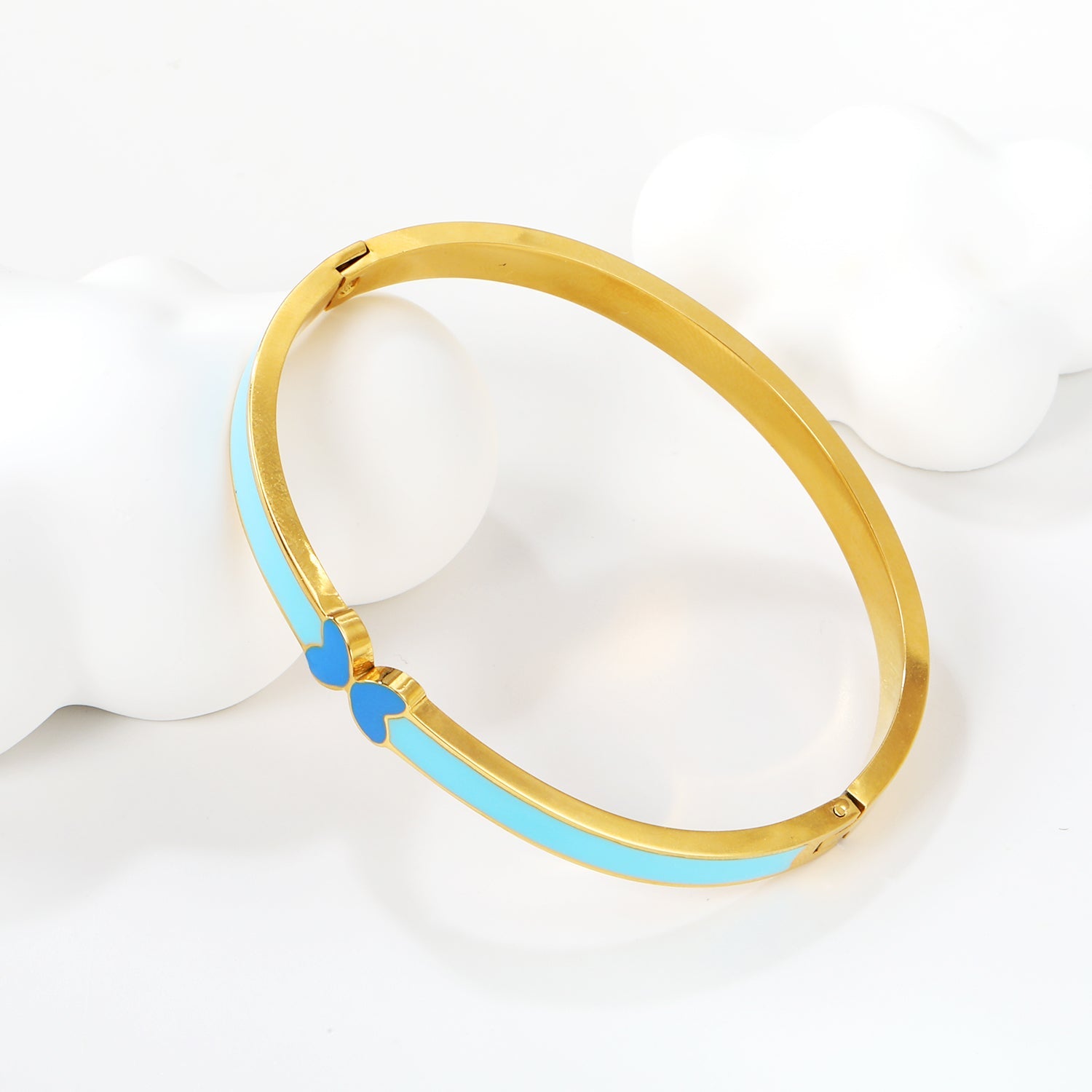 5mm Blue Drip Oil Snap Bracelet Thickness 2.5*Inner Diameter 57.6*49.6mm Gold Color asonjewelry