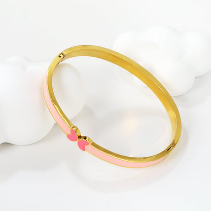 5mm Blue Drip Oil Snap Bracelet Thickness 2.5*Inner Diameter 57.6*49.6mm Gold Color asonjewelry