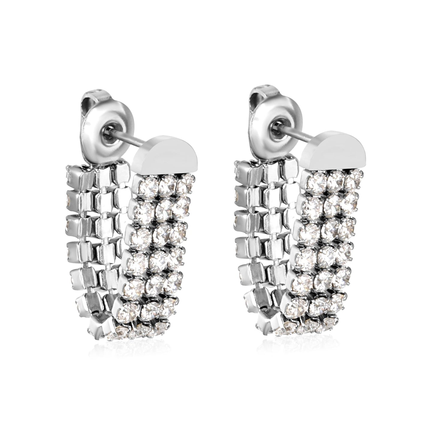 6.4*35.9mm three white diamond tassels earrings steel color/golden color asonjewelry