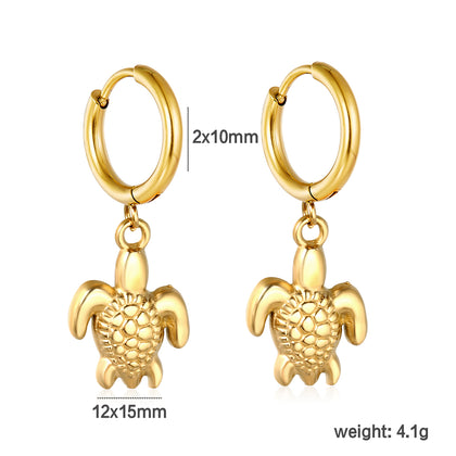 2.0*Inside 10mm earring+12*15mm sea turtle accessories earrings gold color