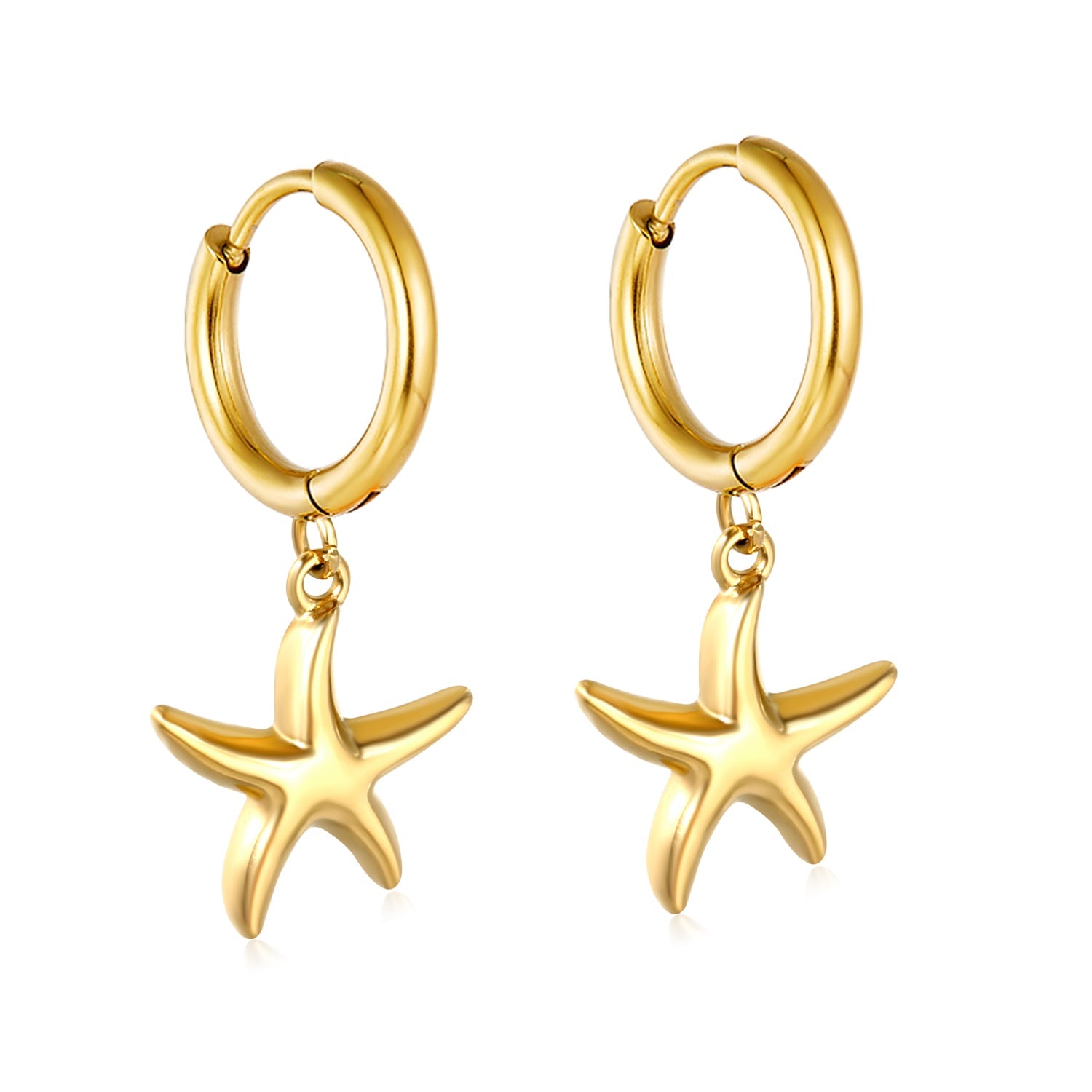 2.0*Inside 10mm ear buckle+13*15mm starfish accessories earrings gold color asonjewelry