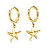 2.0*Inside 10mm ear buckle+13*15mm starfish accessories earrings gold color