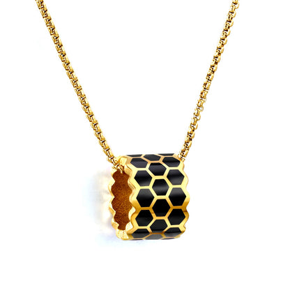Thick 1.5*Wide 8.5*High 12mm Hollow Cylinder with Black/Pink/Blue Oil Drip Snake Pendant Necklace 1.2 Square Pearls Chain 40+5cm+6mm Round Piece Gold Color asonjewelry