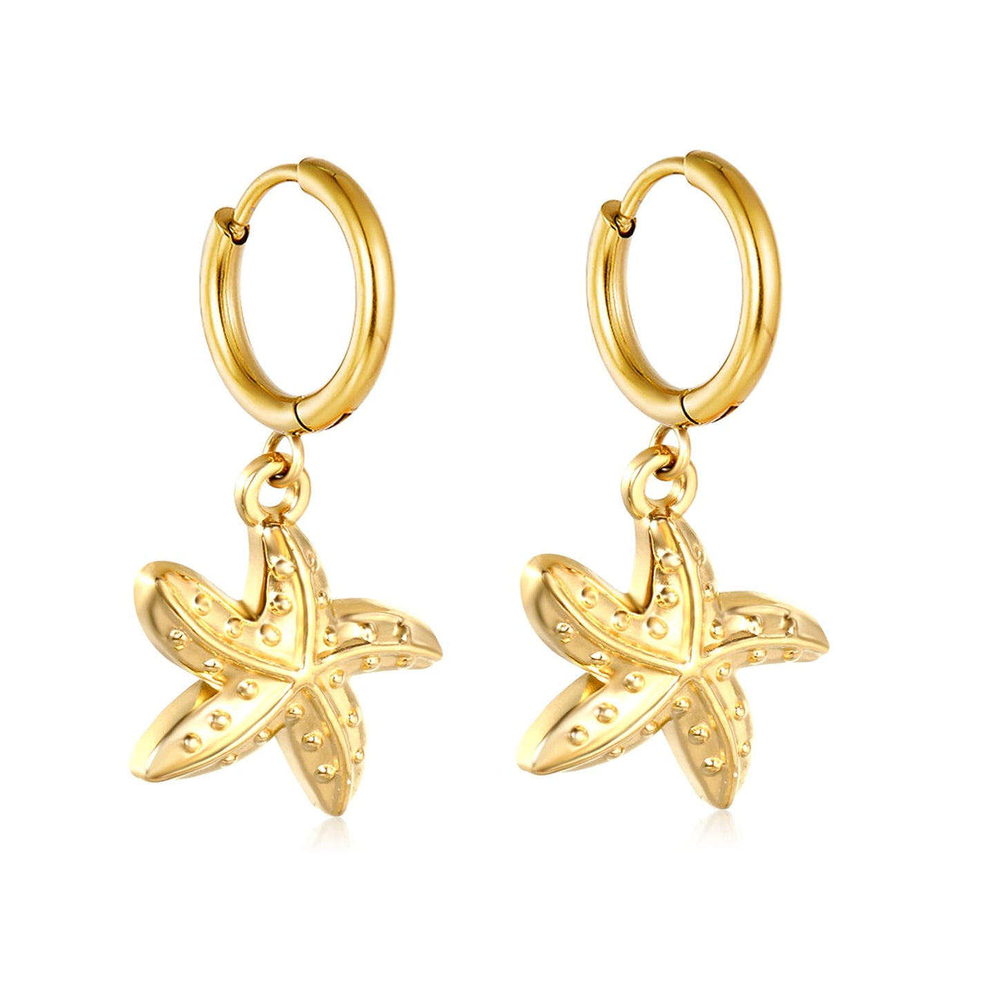 2.0*Inside 10mm earring+17*17mm starfish earring Gold color asonjewelry