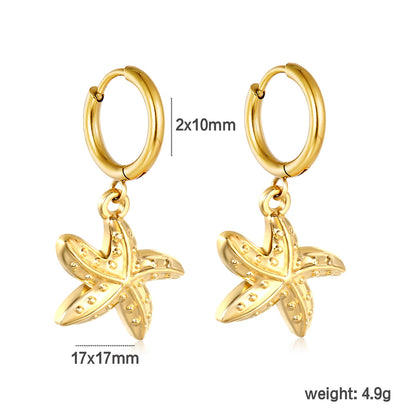 2.0*Inside 10mm earring+17*17mm starfish earring Gold color asonjewelry