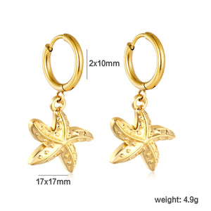 2.0*Inside 10mm earring+17*17mm starfish earring Gold color