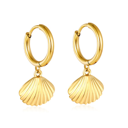 2.0*Inside 10mm earrings + 13*11mm shell accessories earrings gold color