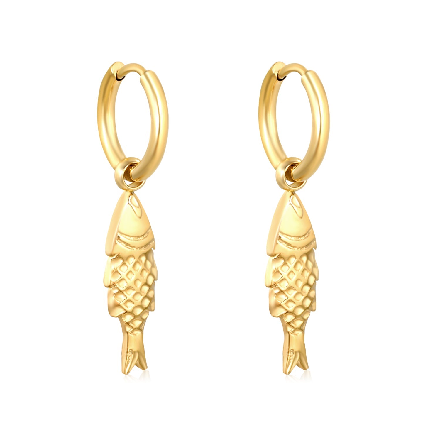 2.0*Inside 10mm earring+7*21mm sea fish accessories earrings gold color asonjewelry
