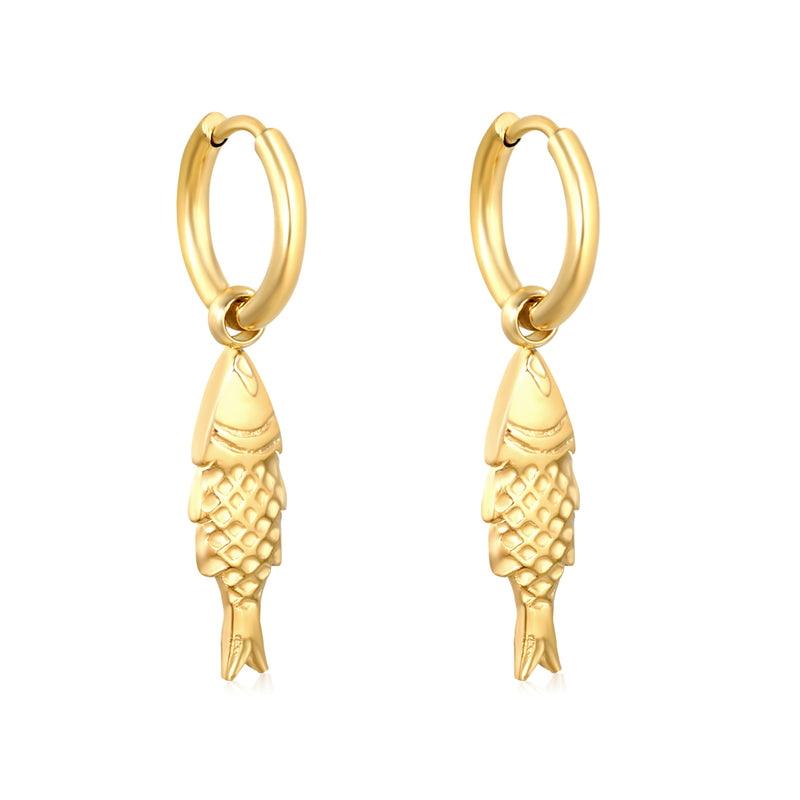 2.0*Inside 10mm earring+7*21mm sea fish accessories earrings gold color