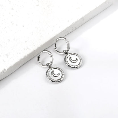 2x12.7mm circle with round moon white shell stud earrings asonjewelry