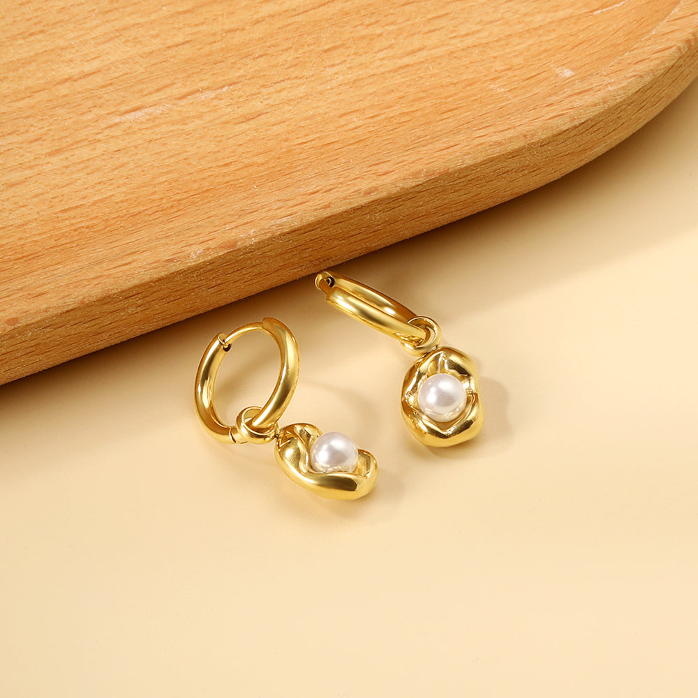 2x12.7mm circle with shaped white pearl stud earrings asonjewelry