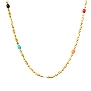 Mixed Color Dots Adhesive Necklace 40+5cm+6mm Round Plaque Golden