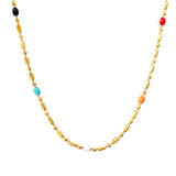 Mixed Color Dots Adhesive Necklace 40+5cm+6mm Round Plaque Golden