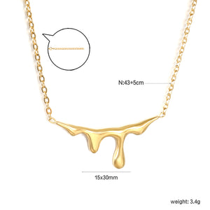 15x30mm teardrop pendant 1.2 cross chain 43+5cm+6mm round tag necklace, gold