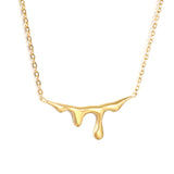 15x30mm teardrop pendant 1.2 cross chain 43+5cm+6mm round tag necklace, gold