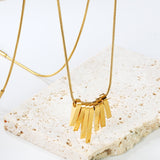 7 long and short vertical bar accessories necklace 40+5cm gold color