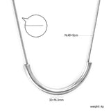Wire 3*width 32*height 16.3mm flat U-shaped pendant necklace 40+5cm steel color/golden color