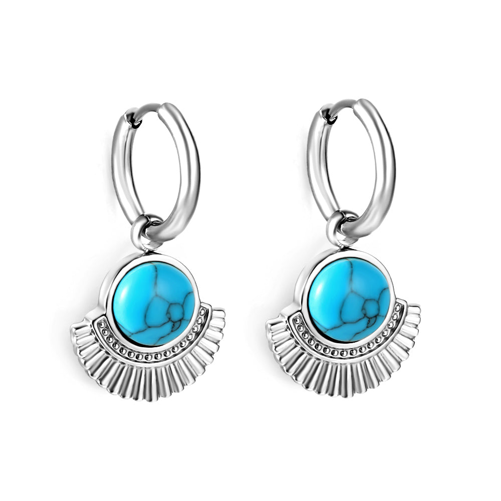 Blue turquoise semicircle stud earrings asonjewelry