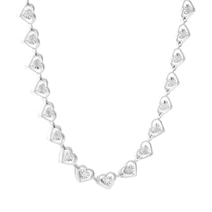 7 x 6mm love-themed accessory, 46+5cm necklace, steel color/gold color