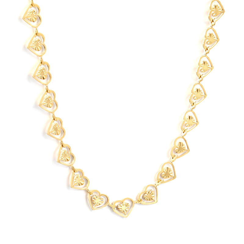 7 x 6mm love-themed accessory, 46+5cm necklace, steel color/gold color