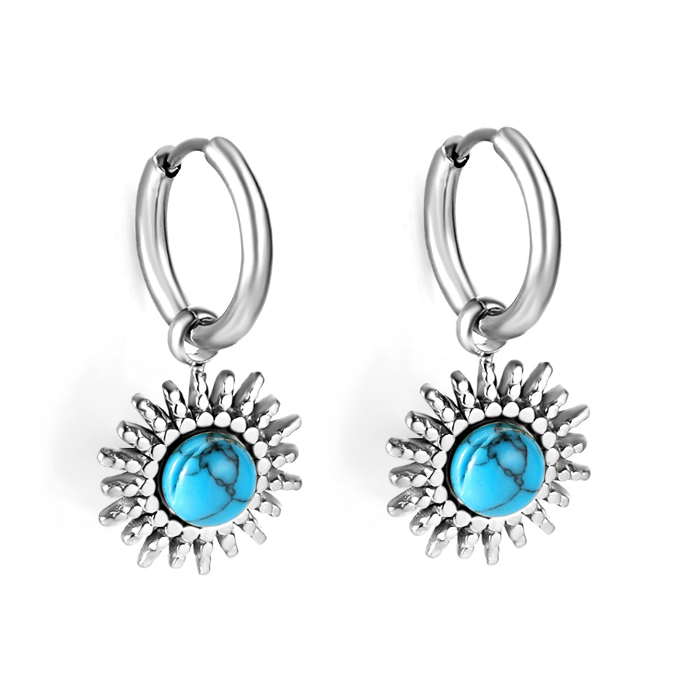 Blue turquoise sun earrings asonjewelry