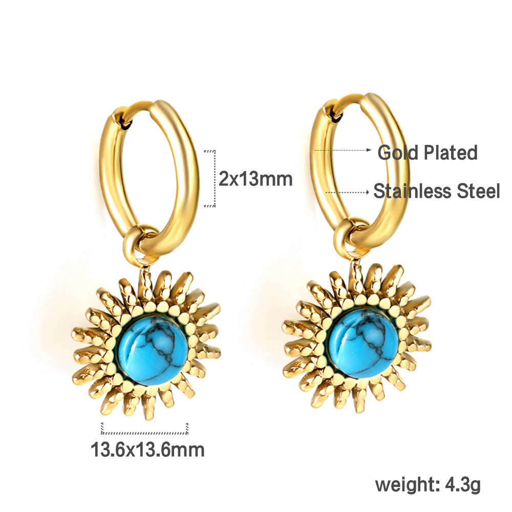 Blue turquoise sun earrings asonjewelry
