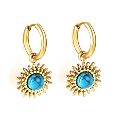 Blue turquoise sun earrings asonjewelry