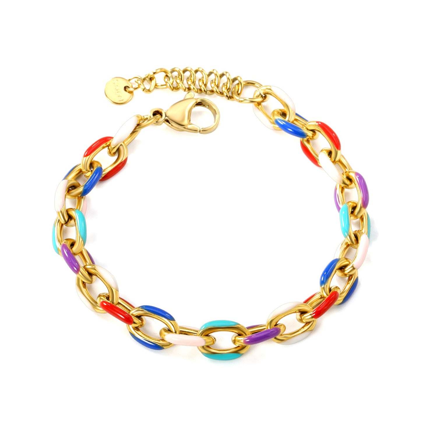 Thick 2*W7.7*H11mm Mixed Color Drops Accessories Buckle Bracelet 17+3+6mm Round Tail Plaque Golden asonjewelry