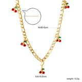 8.6 x 10.5mm Cherry Accessories 40+5cm+6mm Round Plaque Necklace Gold