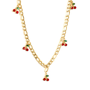 8.6 x 10.5mm Cherry Accessories 40+5cm+6mm Round Plaque Necklace Gold