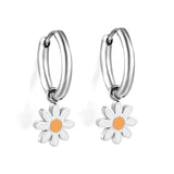 2.0mm x 10mm Inner Ear Hook with 8.4mm Orange-Centered Daisy Accessories, Earrings, Steel/Gold