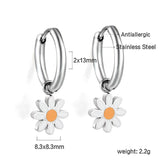 2.0mm x 10mm Inner Ear Hook with 8.4mm Orange-Centered Daisy Accessories, Earrings, Steel/Gold
