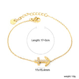 11*15.4mm Anchor CNC White Zirconium Accessories Bracelet 17+3cm+6mm Round End Plaque Gold Color