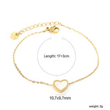 10.7*9.7mm bead edge heart shape with white shells accessories bracelet 17+3cm+6mm round end tag gold color