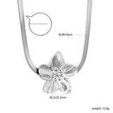 30.2 x 32.2mm large flower pendant with 4mm wide snake bone chain, 45+5cm necklace, steel color/gold color