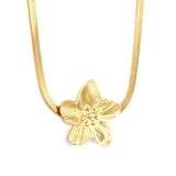 30.2 x 32.2mm large flower pendant with 4mm wide snake bone chain, 45+5cm necklace, steel color/gold color