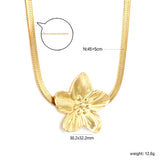 30.2 x 32.2mm large flower pendant with 4mm wide snake bone chain, 45+5cm necklace, steel color/gold color