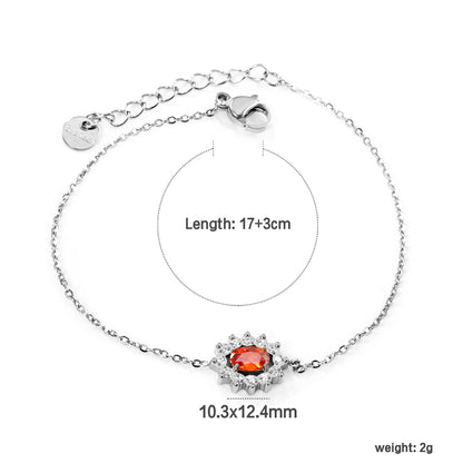 10.3*12.4mm Lace Oval with CNC White Zirconium Ring + Garnet Red Real Zirconium Accessories Bracelet 17+3cm+6mm Round End Plaque Steel/Golden asonjewelry