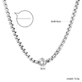6mm White Diamond Inlaid Pendant, 2.8mm Wide x 46+5cm Necklace, Steel/Gold