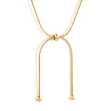 4mm double bead pendant + 3x6mm hollow round beads round bead sliding snake bone chain 60cm necklace, gold