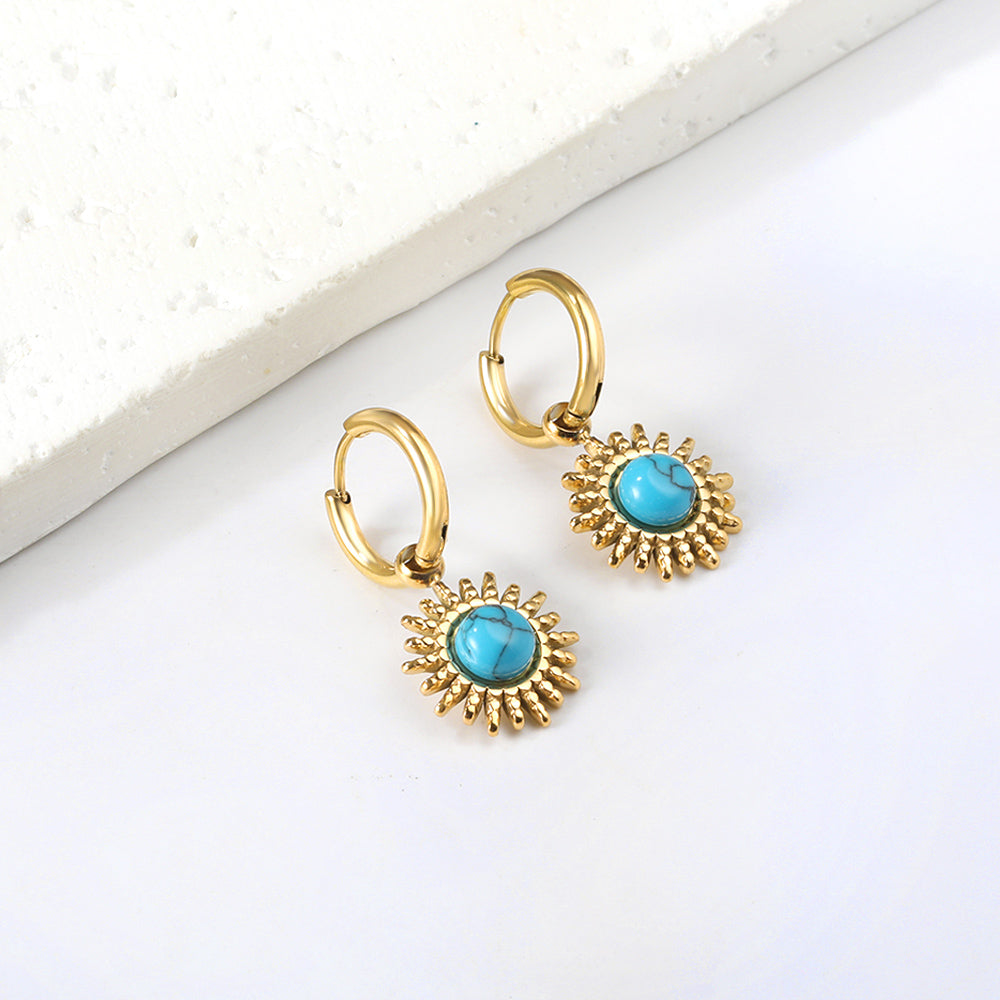 Blue turquoise sun earrings asonjewelry