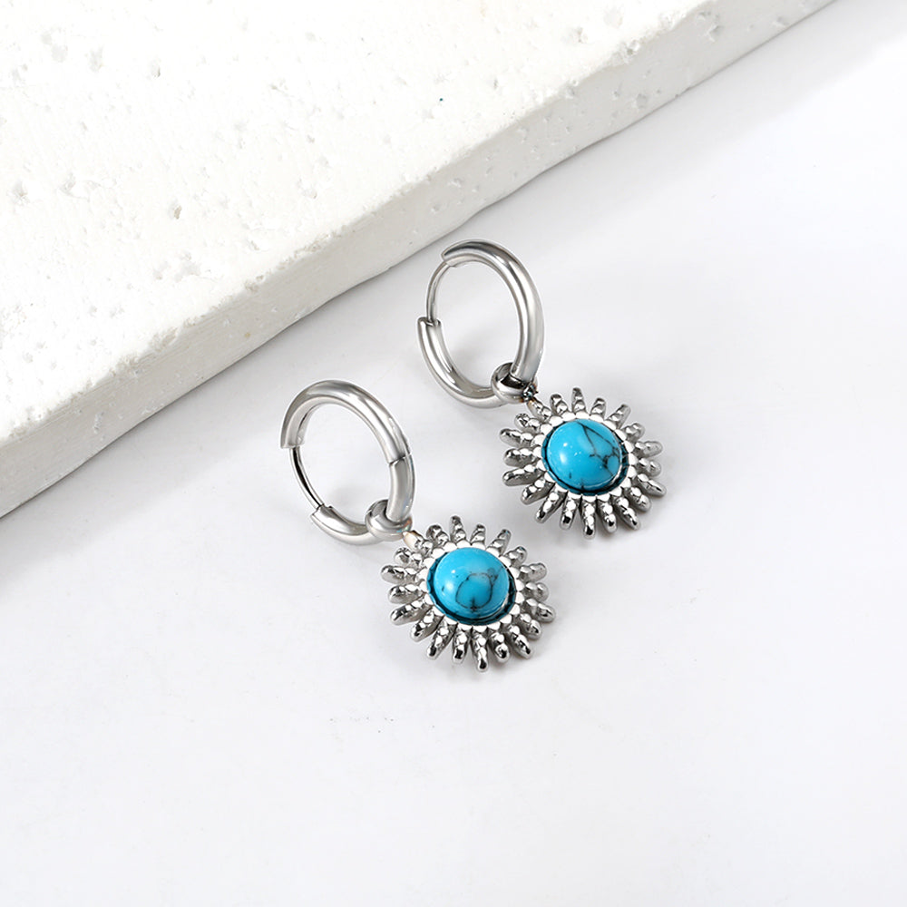 Blue turquoise sun earrings asonjewelry