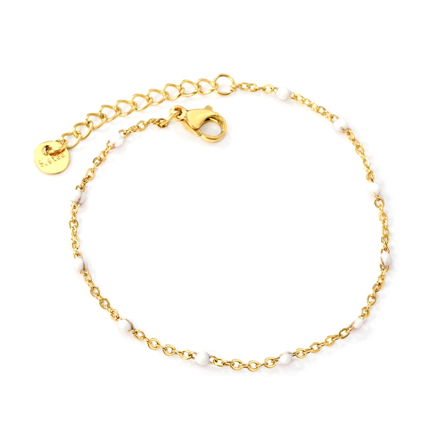 White/Red/Blue/Mixed Color Dot Drip Bracelet 17+3cm+6mm Round Tail Tag Gold asonjewelry