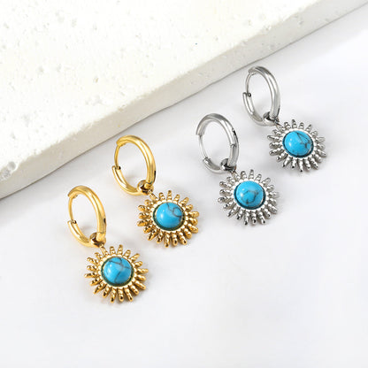 Blue turquoise sun earrings asonjewelry