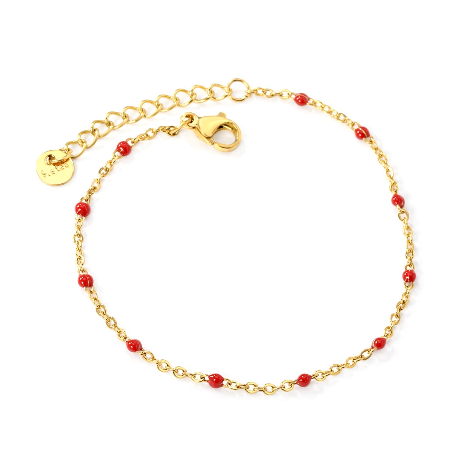 White/Red/Blue/Mixed Color Dot Drip Bracelet 17+3cm+6mm Round Tail Tag Gold asonjewelry