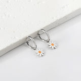 2.0mm x 10mm Inner Ear Hook with 8.4mm Orange-Centered Daisy Accessories, Earrings, Steel/Gold